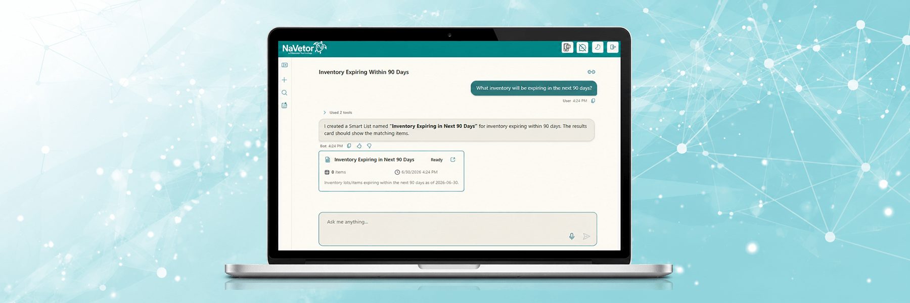 A veterinarian using the Atlas AI assistant chat on a tablet